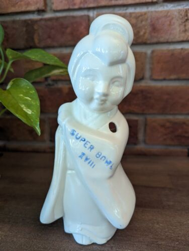 Vtg 1984 Superbowl XVII Japanese Steakhouse Geisha White Ceramic Tiki 9" Rare - Picture 2 of 11