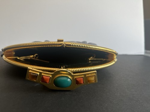 Judith Leiber Black Lizard Multicolored Gemstones Clutch handbag w/ Coin Purse - Picture 6 of 11