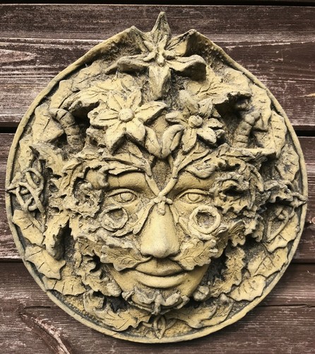 Targa da parete uomo verde celtico estiva© PIETRA ornamento giardino 20 cm/10" D + OMAGGIO! - Foto 2 di 7