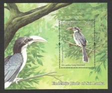 SRI LANKA 2021 ENDEMIC BIRDS (GREY HORNBILL) SOUVENIR SHEET OF 1 STAMP IN MINT 