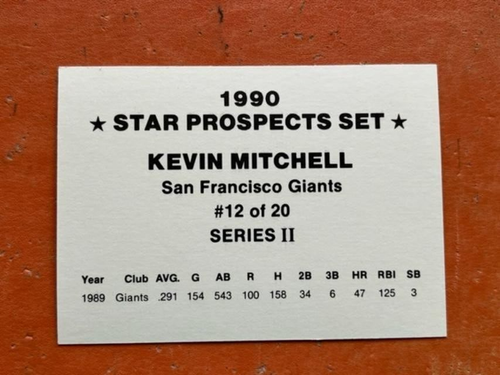 1990 Pacific Cards & Comics Star Prospect KEVIN MITCHELL 12of 20 MINT SHIPS FREE - Picture 3 of 3