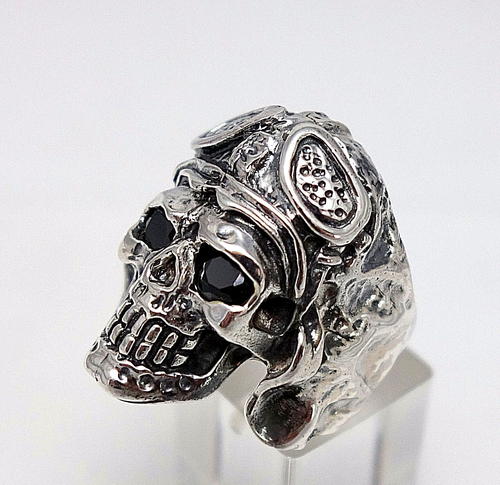Biker Ring massiv Totenkopf Skull Schädel schwarze Augen 925er Silber Gr.63 - Bild 4 von 5