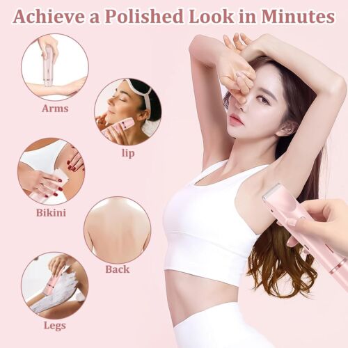 Cordless Electric Razor Women Shaver Lady Pubic Face Hair & Bikini Trimmer 2 in1 - Picture 3 of 12