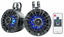 Pair Rockville PT525BR 5.25" Powered Marine Bluetooth LED Tower Speakers ATV/UTV