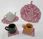 Pink Damask Tea Pot Cozy & Coaster Set