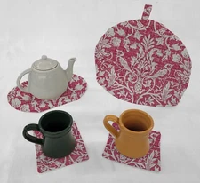 Pink Damask Tea Pot Cozy & Coaster Set