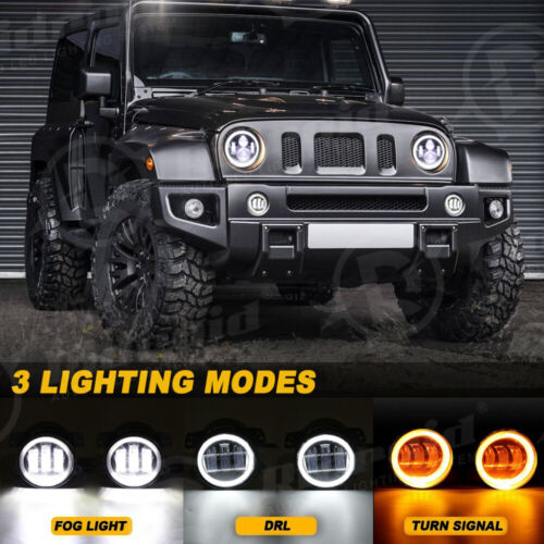 For Hummer H2 H3 H3T 06-10 7" LED Halo Ring DRL Headlight Driving Fog Light Lamp - Picture 7 of 24