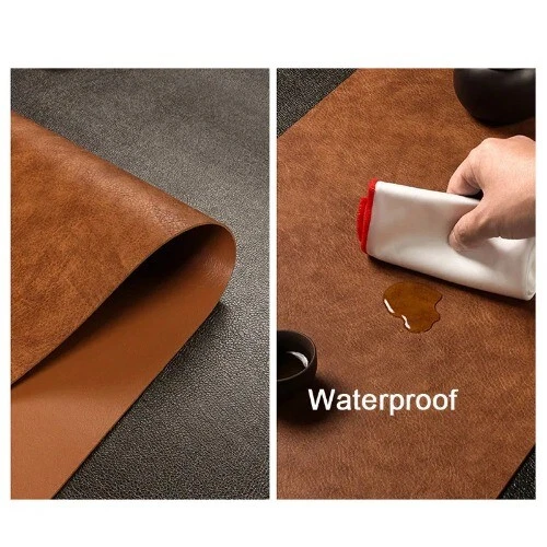 PU Leather Office Mouse Pad Table Layer Coffee Tea Coasters Desk Protector Mat - Image 3 of 4