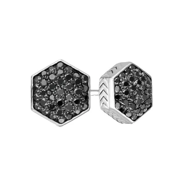 Pendientes de ORO BLANCO de 14k de piedra para hombres