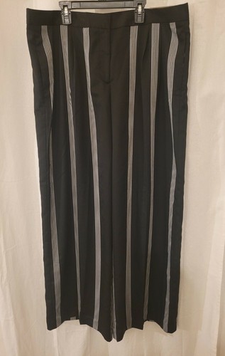 WORTHINGTON Woman 18 W Flat Front Wide Leg Pants Black White Stripes NEW - Picture 3 of 6