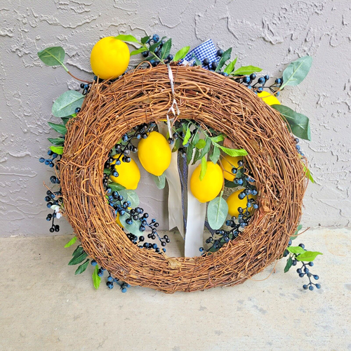 Summer 18’’ Front Door Harvest Wreath with Blueberries & Lemons - Picture 6 of 6