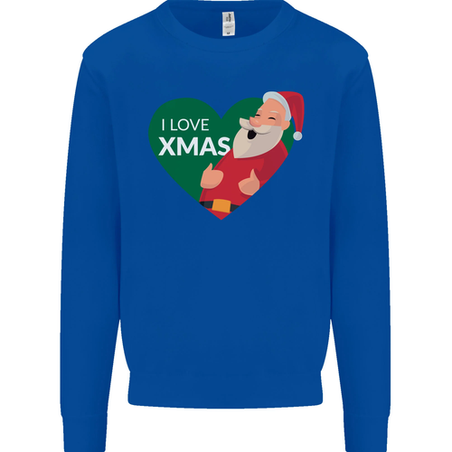 I Love Xmas Santa Claus Christmas Kids Sweatshirt Jumper - Picture 6 of 97