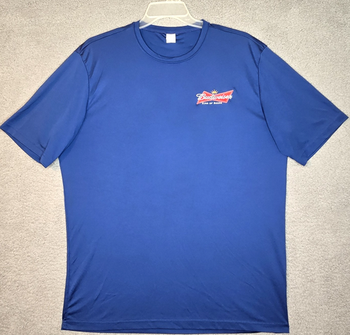 Budweiser King of Beers Embroidered Logo Perfomance T-Shirt Men's XL Tall - Blue - Picture 2 of 10