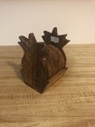 6 Vintage Carved Wood Pineapple Coasters Holder made in Philippines.