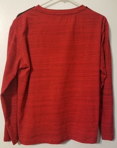 Mondo Men's Long Sleeve Pullover Shirt Red & Black XXL See Measurements Pics - Picture 2 of 8