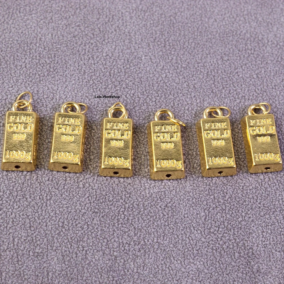 Colgante cuadrado rico de oro amarillo puro 999 de 24 k personajes de la suerte 0,18-0,2 g/solo uno Foto 2 de 4