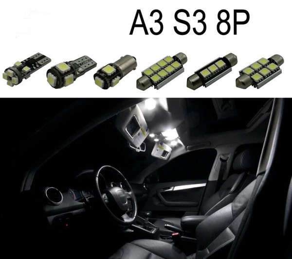 KIT DE LED ILUMINACIÓN INTERIOR PARA AUDI A3 8P. SET DE 18 BOMBILLAS DE LED A3