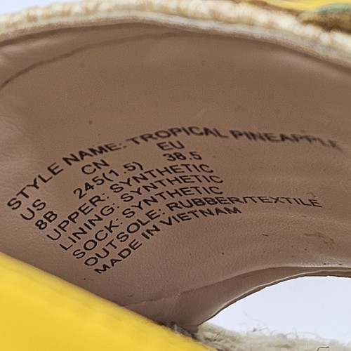 Kate Spade Tropical Pineapple Faux Leather Sandals Yellow Womens Shoes Size 8B - Picture 13 of 16