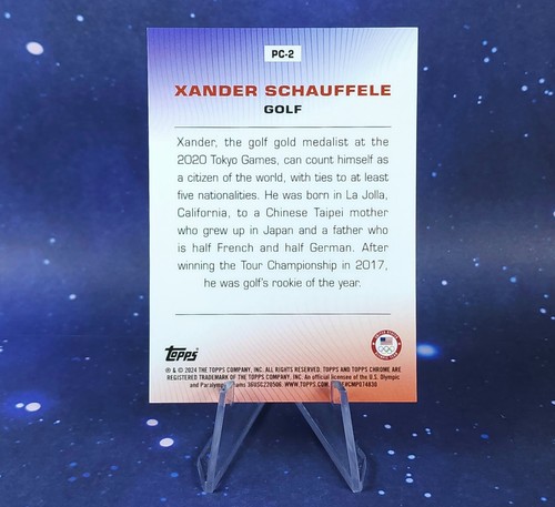 Xander Schauffele /76 2024 Topps Chrome Olympic Team USA Golf US Flag Refractor - Picture 3 of 14