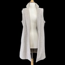 Windsor Vest Womens Small Oatmeal Beige Sleeveless Collared Coat Long Nwt