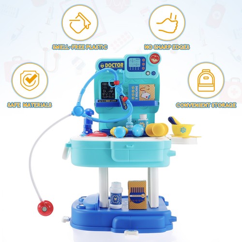 31pcs Simulated Doctor Kit Pretend Play Set Carrier Backpack Toy Educational Toy - Picture 12 of 13