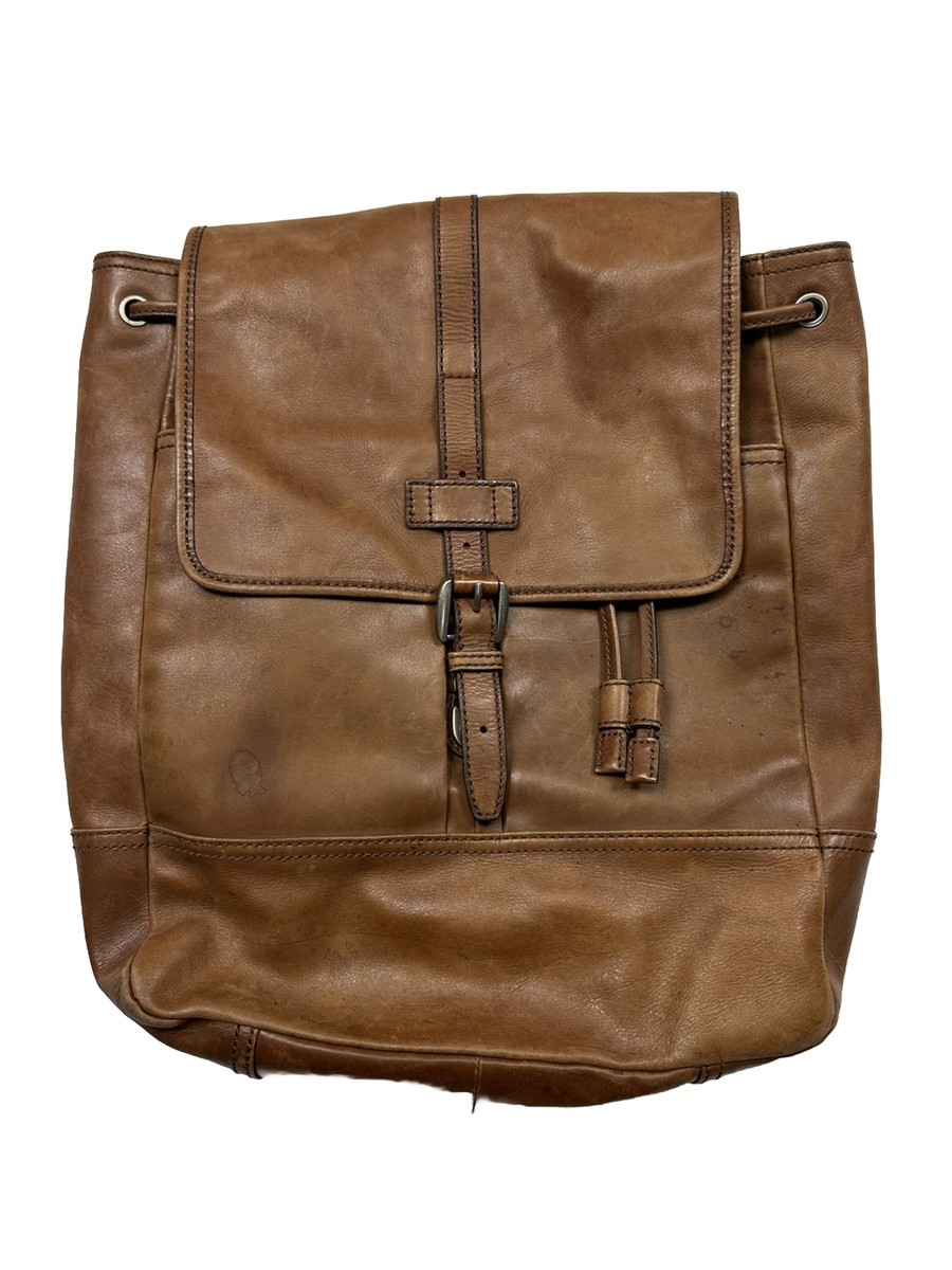 Fossil Vintage Drawstring Backpack Leather Brown Women display picture 2