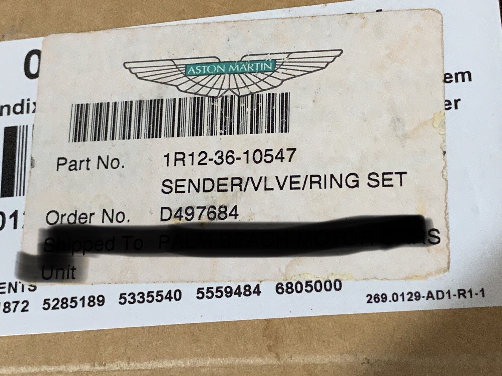 Aston Martin Tire sender valve ring set 1R12-36-10547 TPS