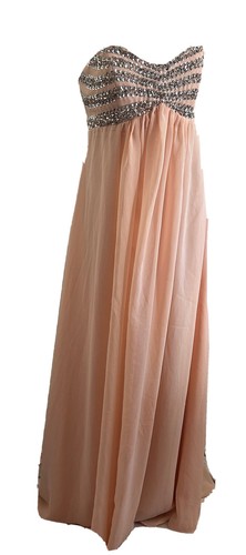 Taylor made dress gown Long Maxi Peach Beads Sequins Size 16 - Picture 1 of 15