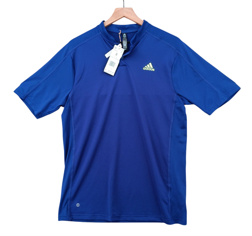Adidas Sport Collar Polo Shirt Mens Small Blue Lightweight Performance Snap NEW - Picture 5 of 13