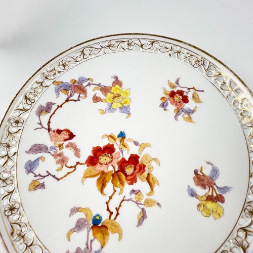 Par de platos de cena botánicos florales perforados de porcelana Pirkenhammer antiguos - Imagen 6 de 9
