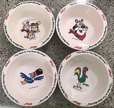 1995 Kelloggs Cereal 4 Small Breakfast Bowls Tony Tucan Snap Crackle Pop Corny