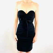 Preen By Thornton Bregazzi Size 10 S M Black Strapless Cocktail Dress Designer