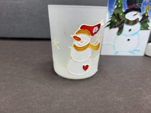 Lot VTG Stained Glass Snowman Angel Christmas Tealight Volitive Candle Holders - Picture 2 of 15