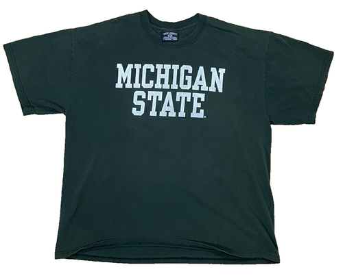 Michigan State Spartans T-Shirt Vintage Spellout Green Steve & Barry's Gr. XL NCAA