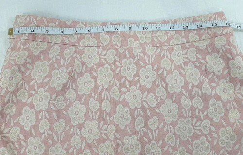 Vintage Harold's Damen gefütterter Bleistiftrock Gr. 6 rosa Blumen strukturiert metallic - Bild 8 von 9