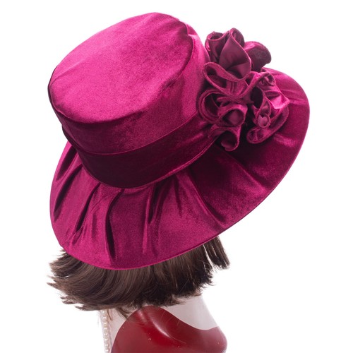 Women Vintage Style Velvet Solid Color Derby Formal Church Dress Hat A389 - Bild 24 von 49