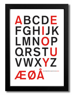 Scandinavian Denmark print DANISH ALPHABET typography art