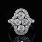 Art Deco Vintage Style Round Lab Created Diamond Wedding Ring 14K White Gold FN