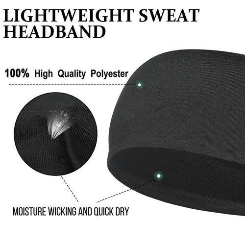 Headband Sweatband Women Men Hair Band Yoga Gym Sports Strech Headwear Head Wrap - Picture 3 of 37
