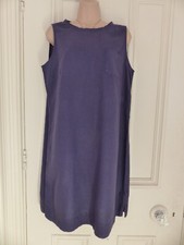 M&S size 14 navy knee length shift dress, linen blend, sleeveless, pocket