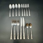 Oneida OHS501 Stainless Spoons Forks Knives Frosted & Glossy Wave Line Lot of 15