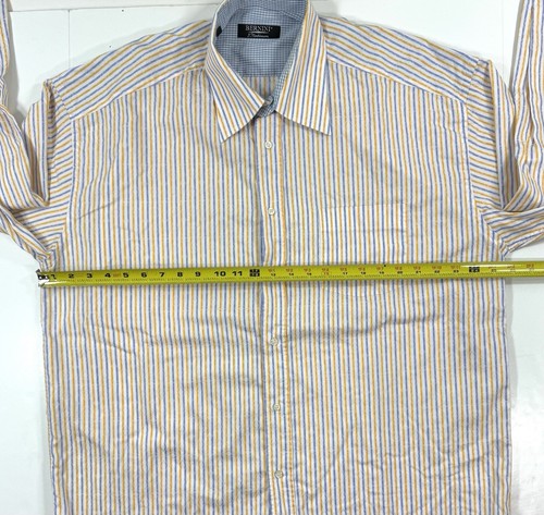 Bernini Platinum Dress Shirt Mens Size 2XL Blue Yellow Stripe Button Long Sleeve - Picture 13 of 14
