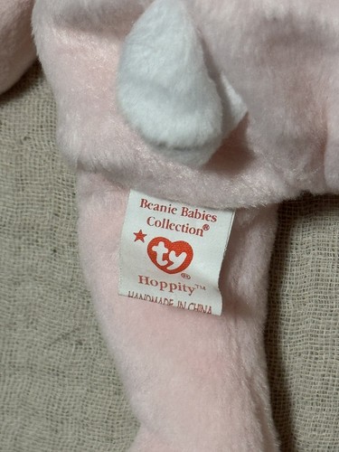 1996 RARE & RETIRED TY BEANIE BABY~HOPPITY THE PINK BUNNY 8" Tag With Errors - Picture 5 of 7