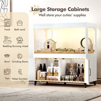 XXL Wooden Hamster Cage with Storage Cabinet Habitat Hedgehog Guinea Pig Cage 4