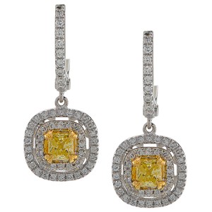 Beautiful 18k White Yellow Gold Natural Canary Diamond Image Is Loading Beautiful 18k White Amp Yellow Gold Natural Canary