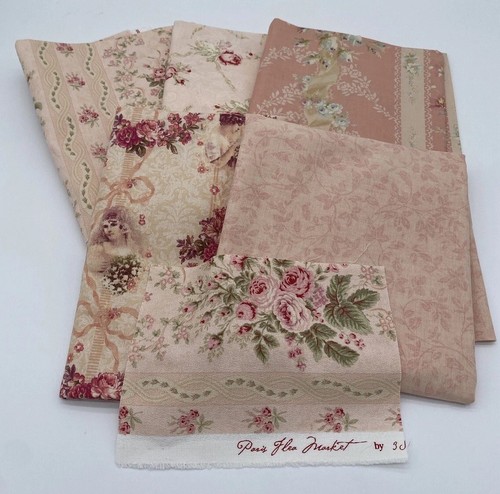 Lot Of 5 Shabby Chic Moda 3 Sisters Paris Flea Market YUWA Others Pink 4+ Yds