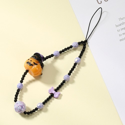 Halloween Ghost Pumpkin Lamp Phone Chain Beaded Mobile Phone Lanyard Wrist Strap - 第 11/15 張圖片