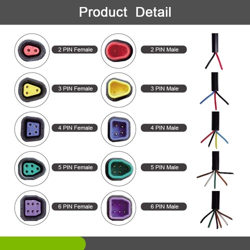 E-bike Shaped Connector 2/3/4/5/6 Pin Cable SM Waterproof Plug Signal Cable - Picture 5 of 28
