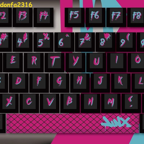 League of Legends Jinx PBT Mechanical keyboard keycaps 123keys Cherry MX Gifts - Picture 10 of 15