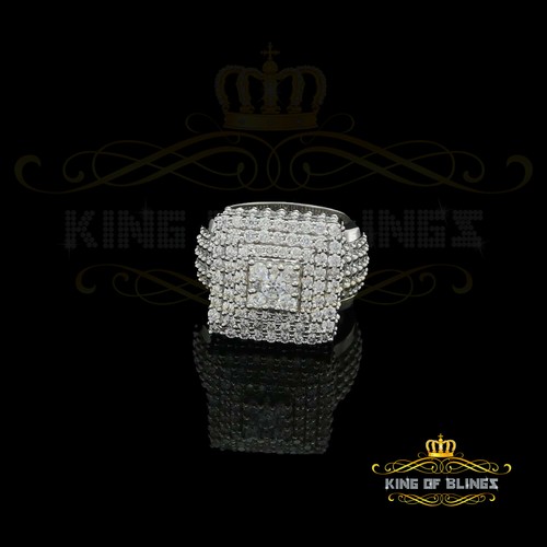 Sterling White Silver 14.00ct Cubic Zirconia Square Fashion Men's Ring Size 9